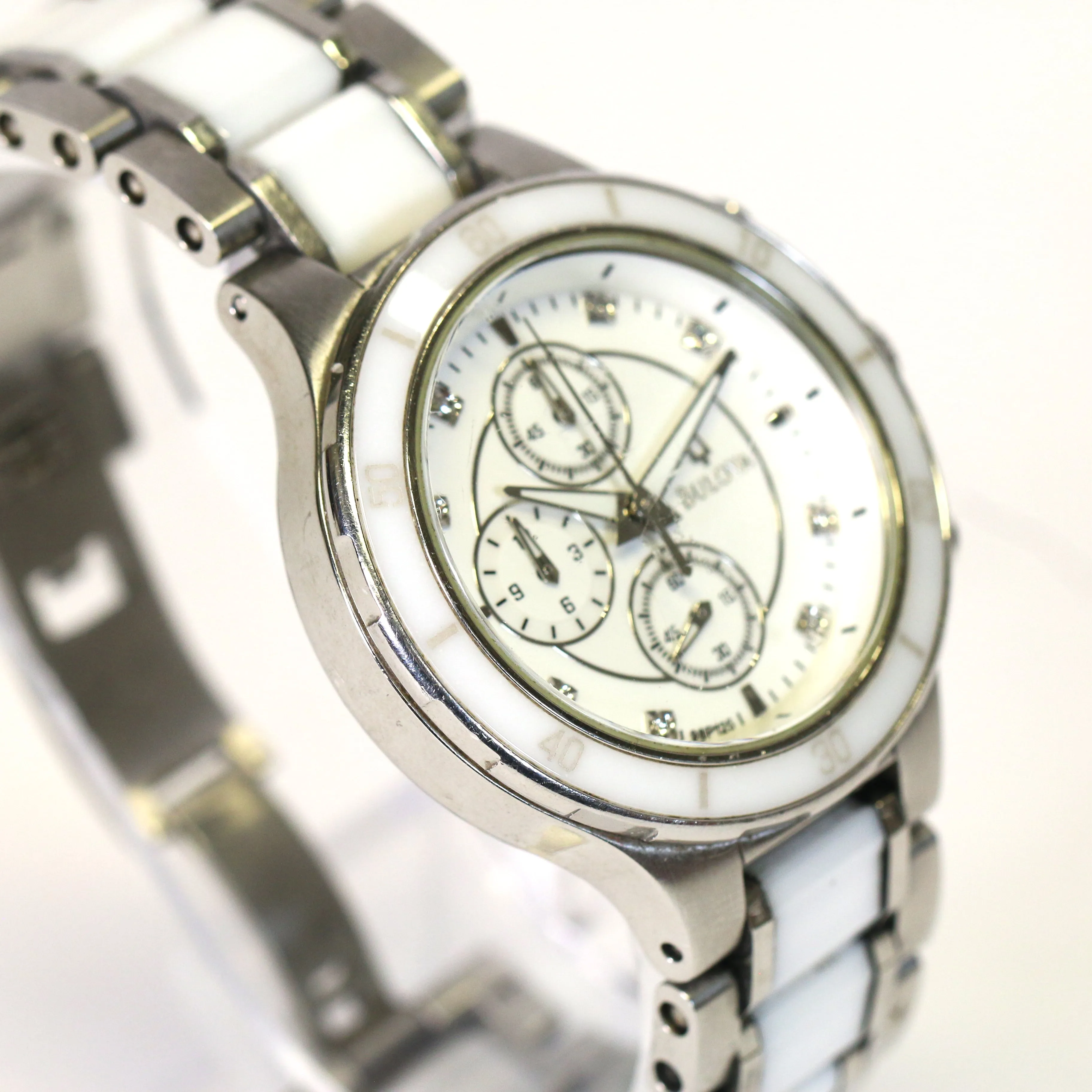 Chronograph Ceramic Diamond Watch White