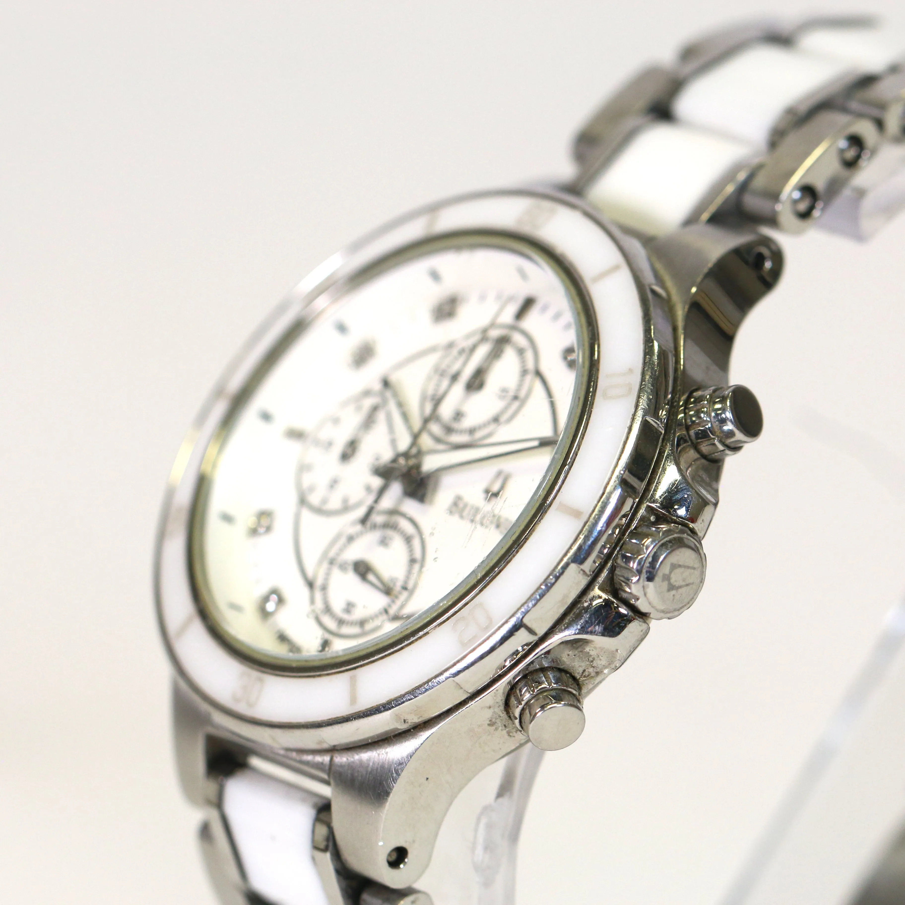 Chronograph Ceramic Diamond Watch White