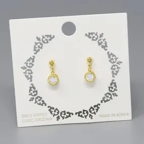 CZ Bezel Stone Drop Earrings