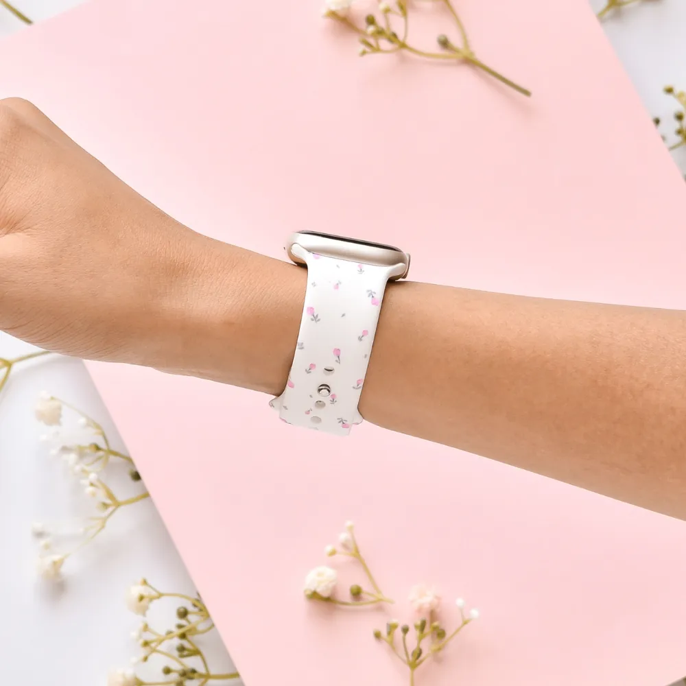 Ditsy Floral White Apple Watch Strap