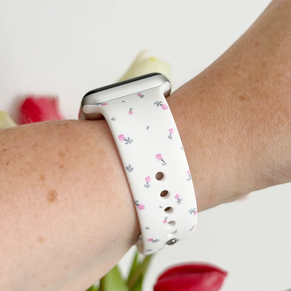 Ditsy Floral White Apple Watch Strap