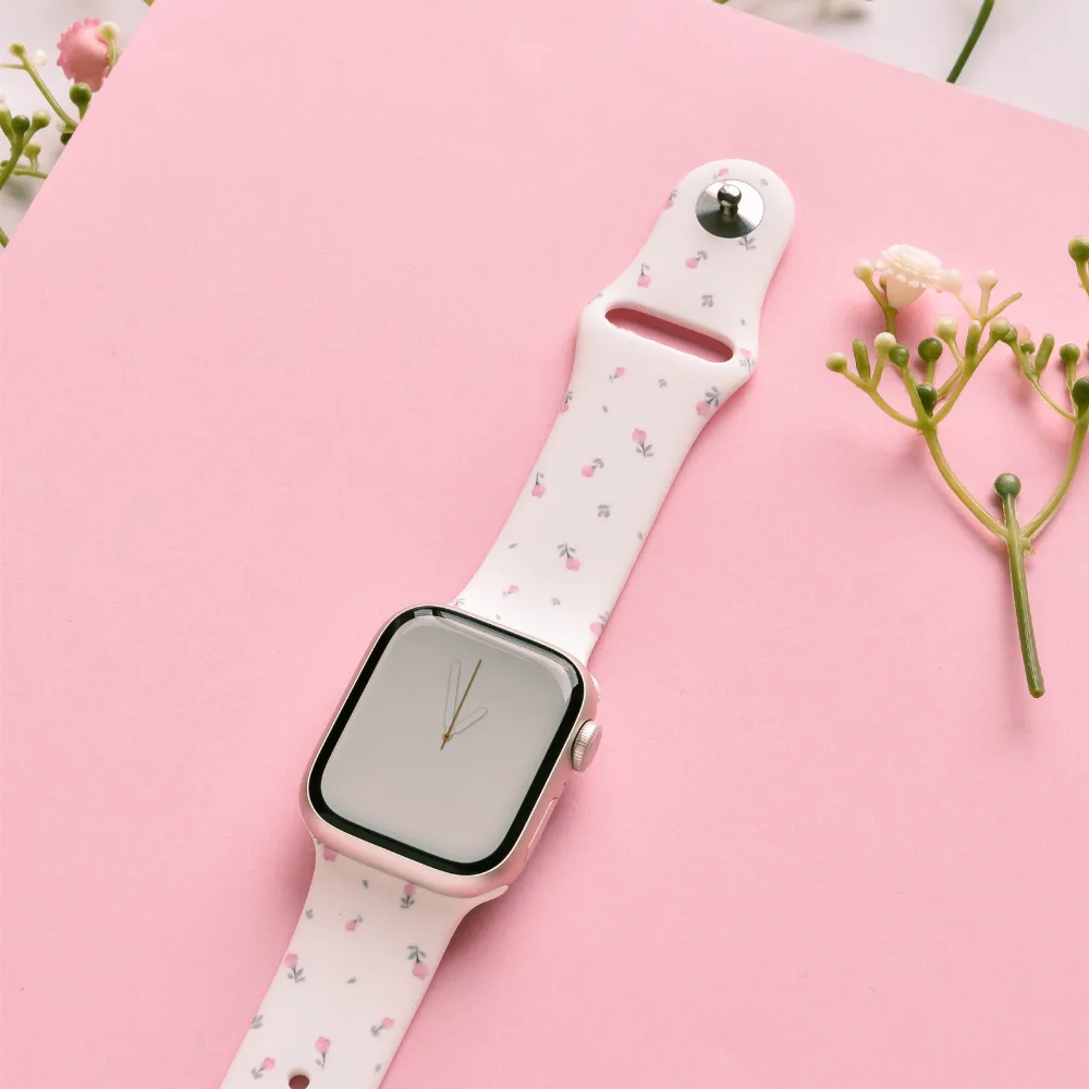 Ditsy Floral White Apple Watch Strap