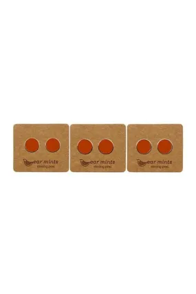 Ear Mints 7mm Round Enamel Stud | Tangerine/Gold