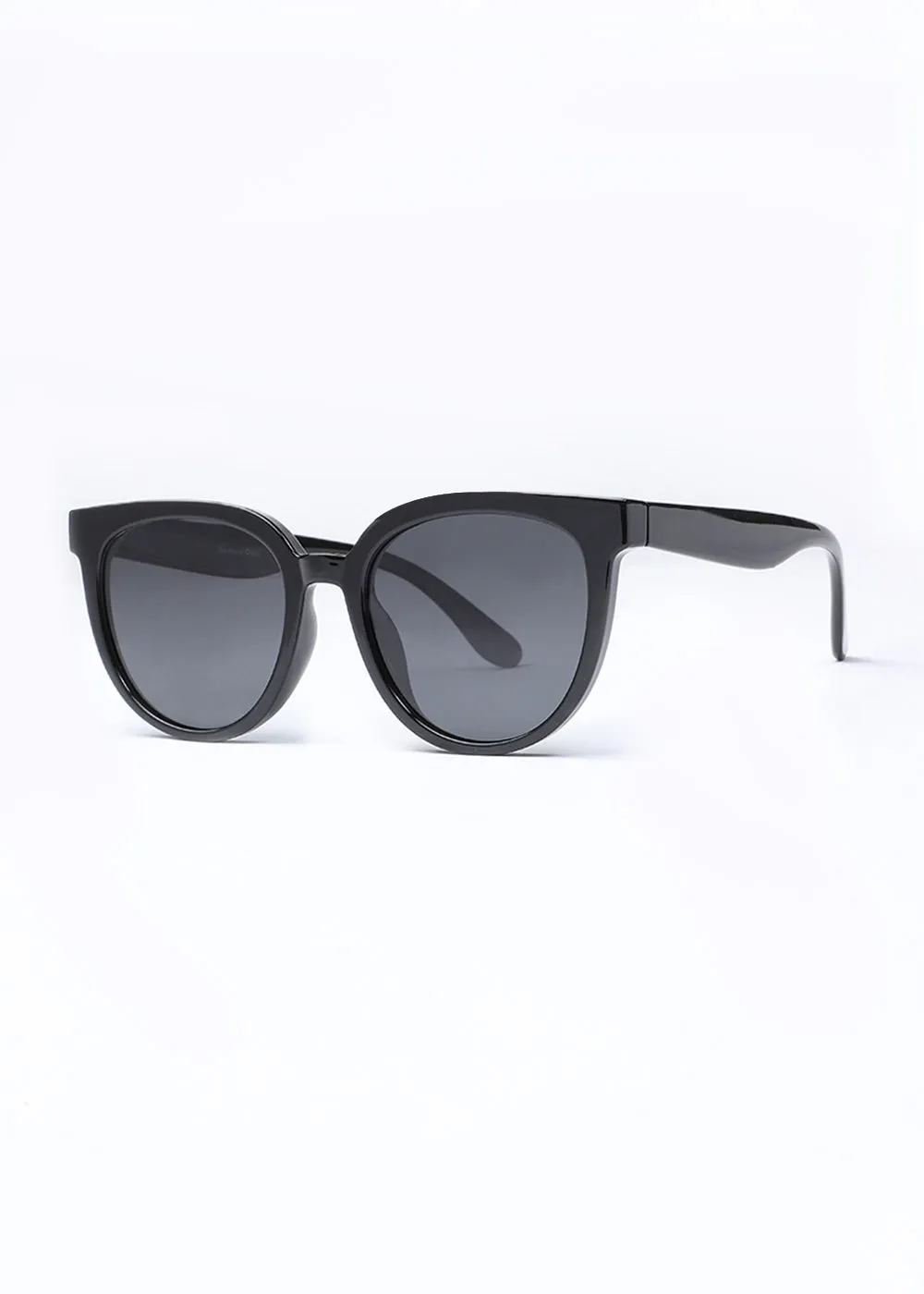 Ebony Black Unisex Oval Sunglasses