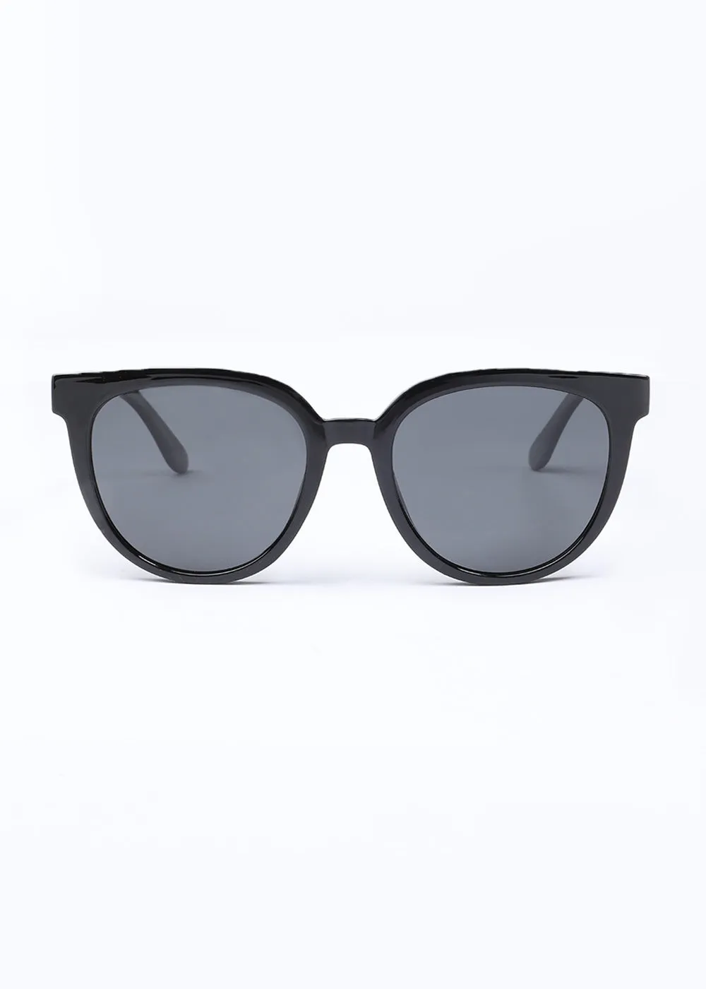 Ebony Black Unisex Oval Sunglasses