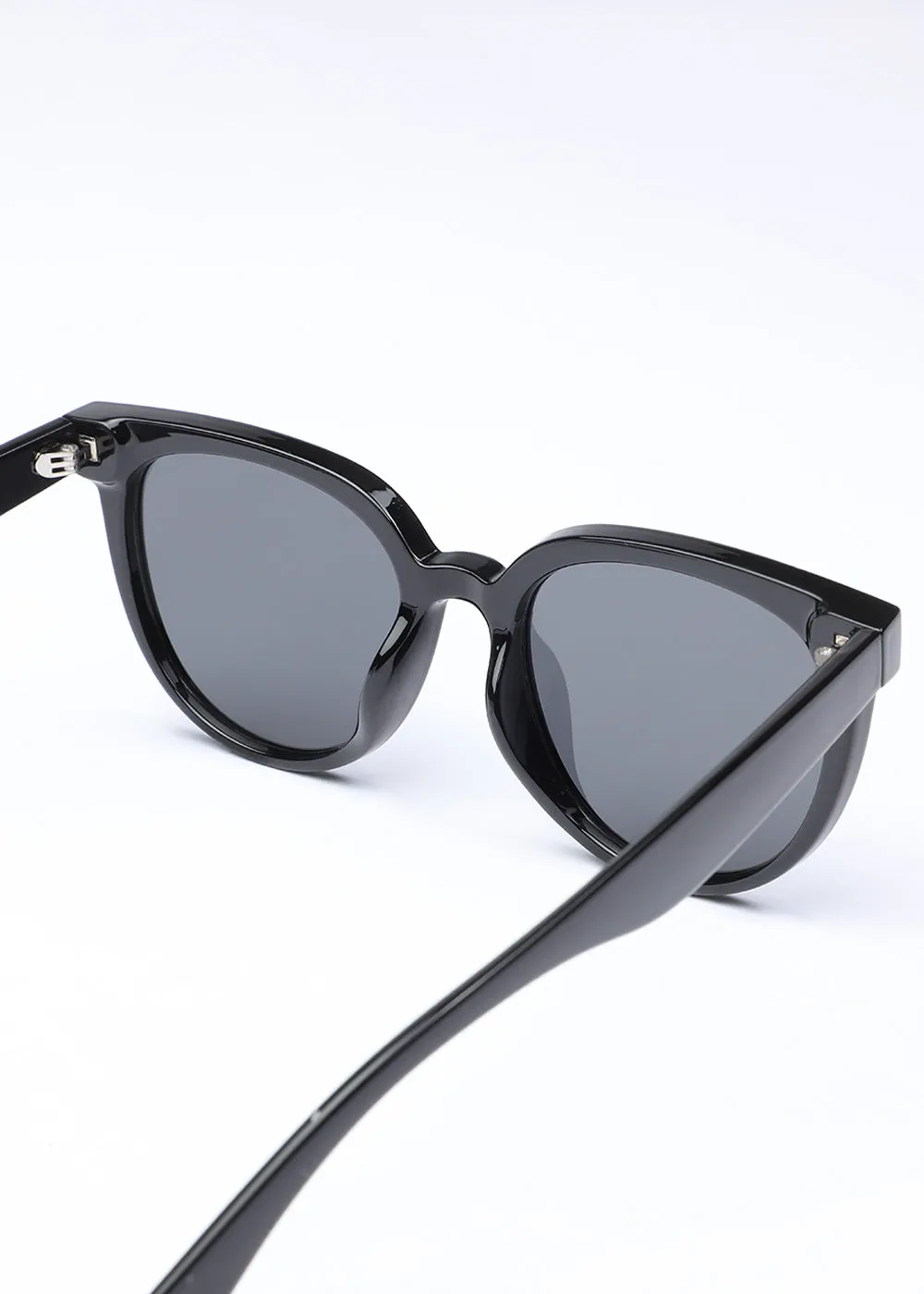 Ebony Black Unisex Oval Sunglasses