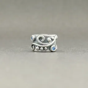 Estate Pandora SS Tendril Blue CZ Clip Charm