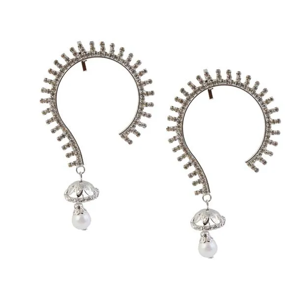 Eugenia White Austrian Stone Rhodium Plated Ear Cuff