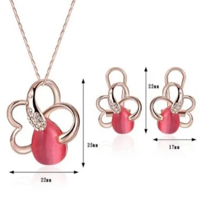 Fashion Rose Gold plum Chain Jewelry Set