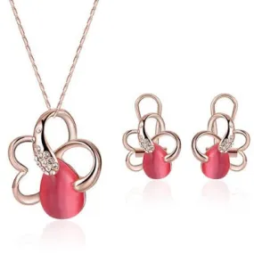 Fashion Rose Gold plum Chain Jewelry Set