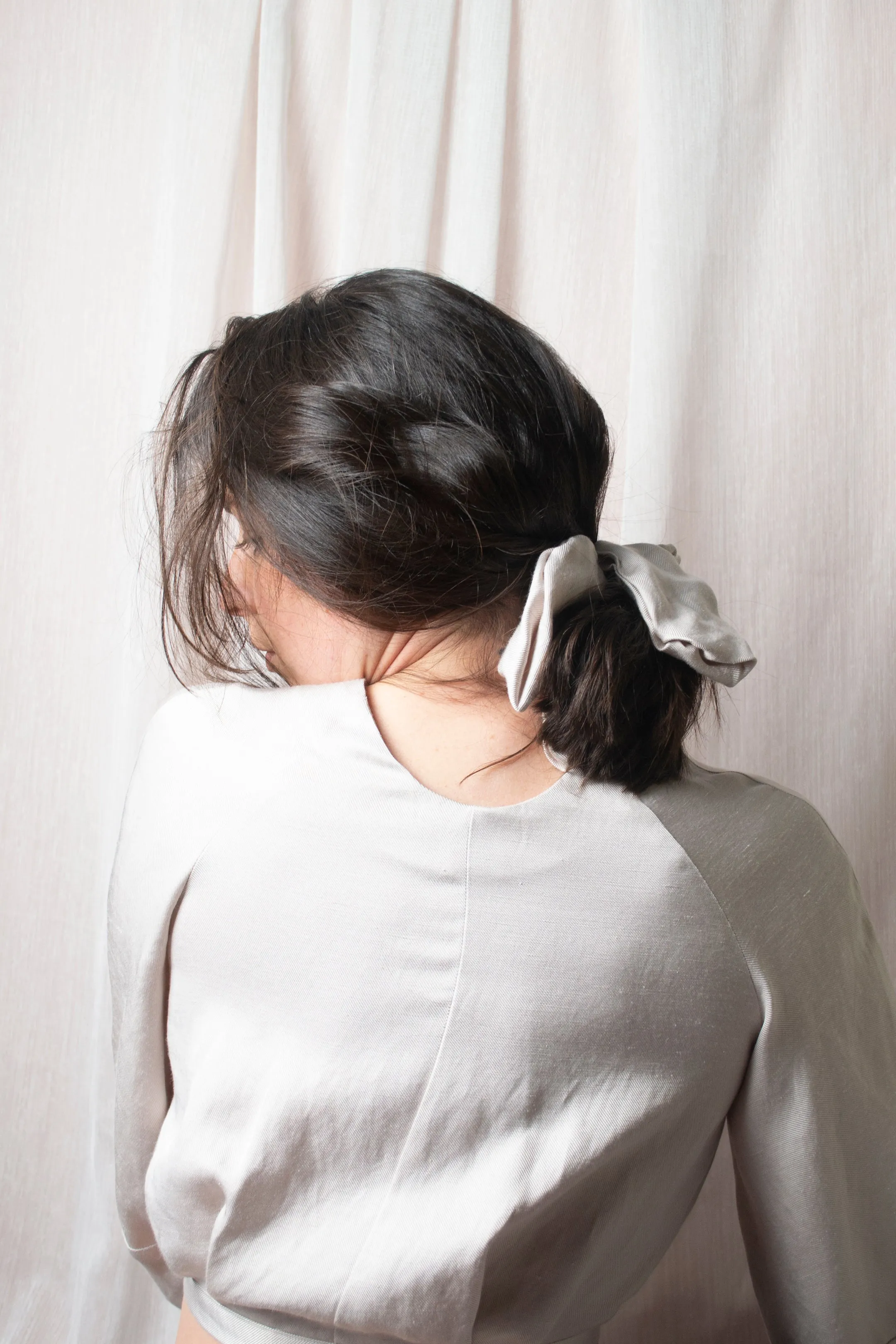 Floral Hair Tie - Structured Viscose Nude