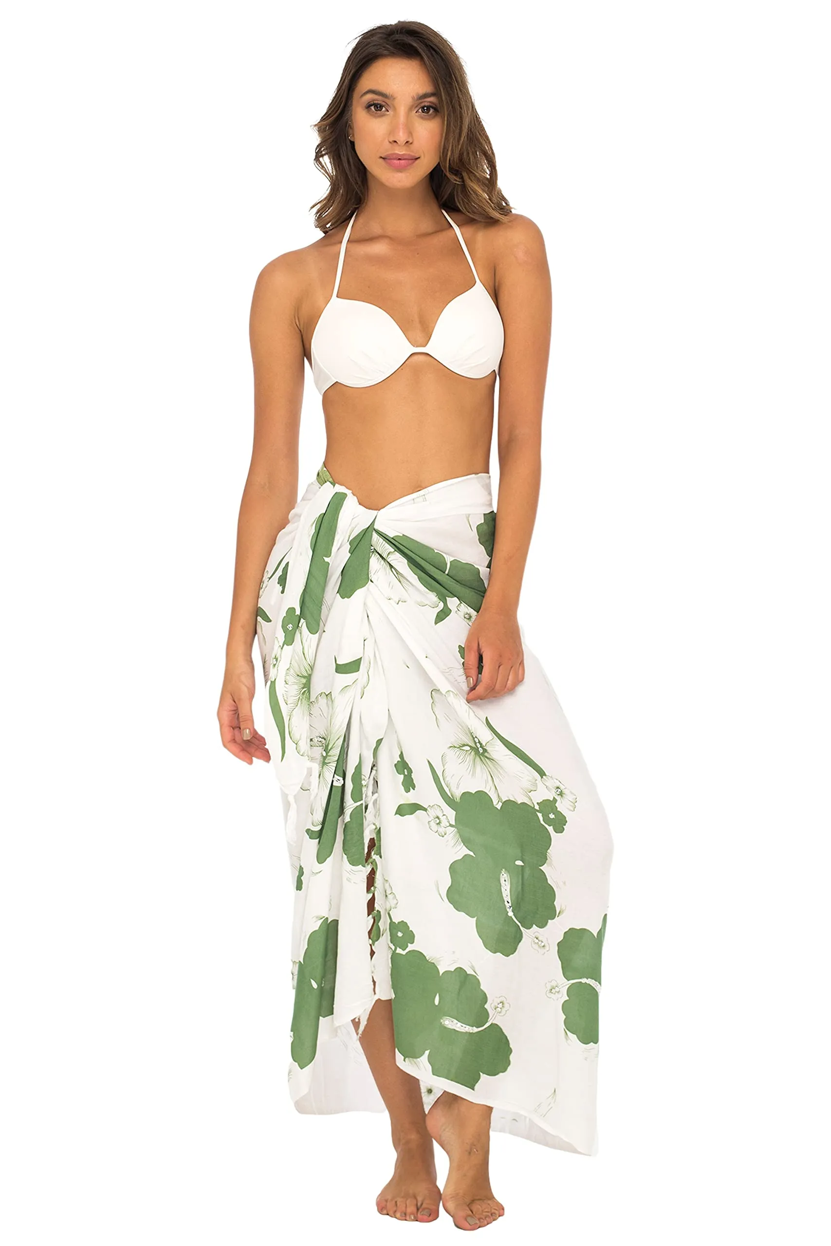 Floral Sequin Hibiscus Sarong Wrap & Coconut Clip