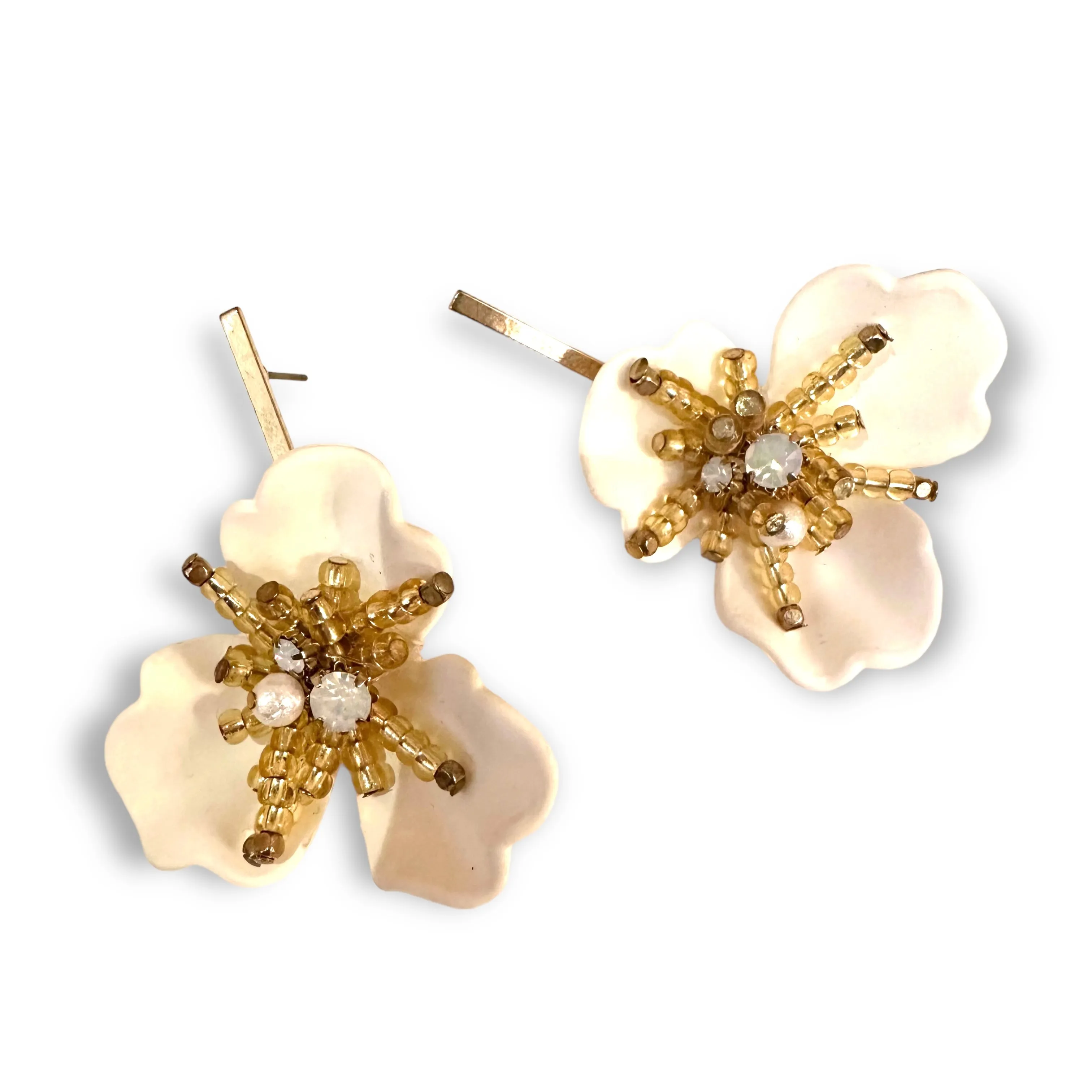 Flower Drop Stud Statement Earrings