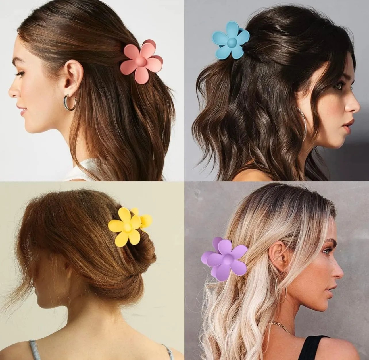 Flower Hair Clips for Women - Matte Hawaiian Hair Claw Clips for Thin Thick Hair Strong Hold Non Slip Jaw Clip Cute Colorful Accessories