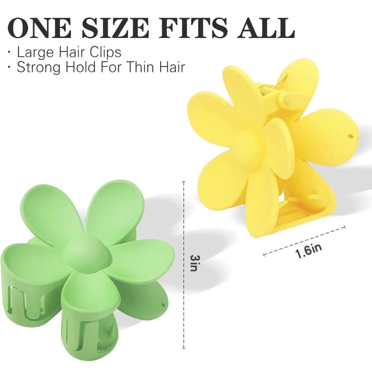 Flower Hair Clips for Women - Matte Hawaiian Hair Claw Clips for Thin Thick Hair Strong Hold Non Slip Jaw Clip Cute Colorful Accessories