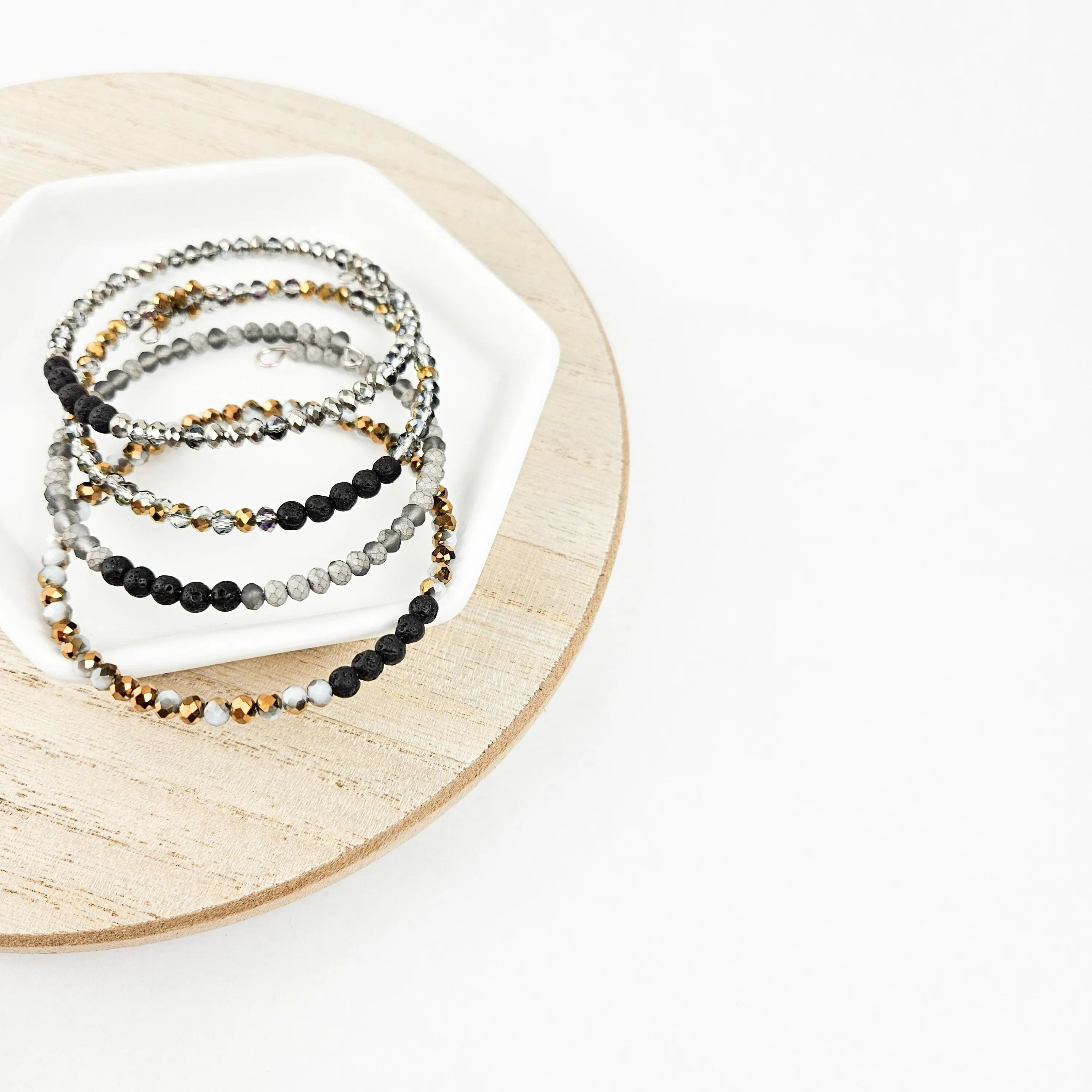 Glass   Lava Gold Bangle Bracelet Set