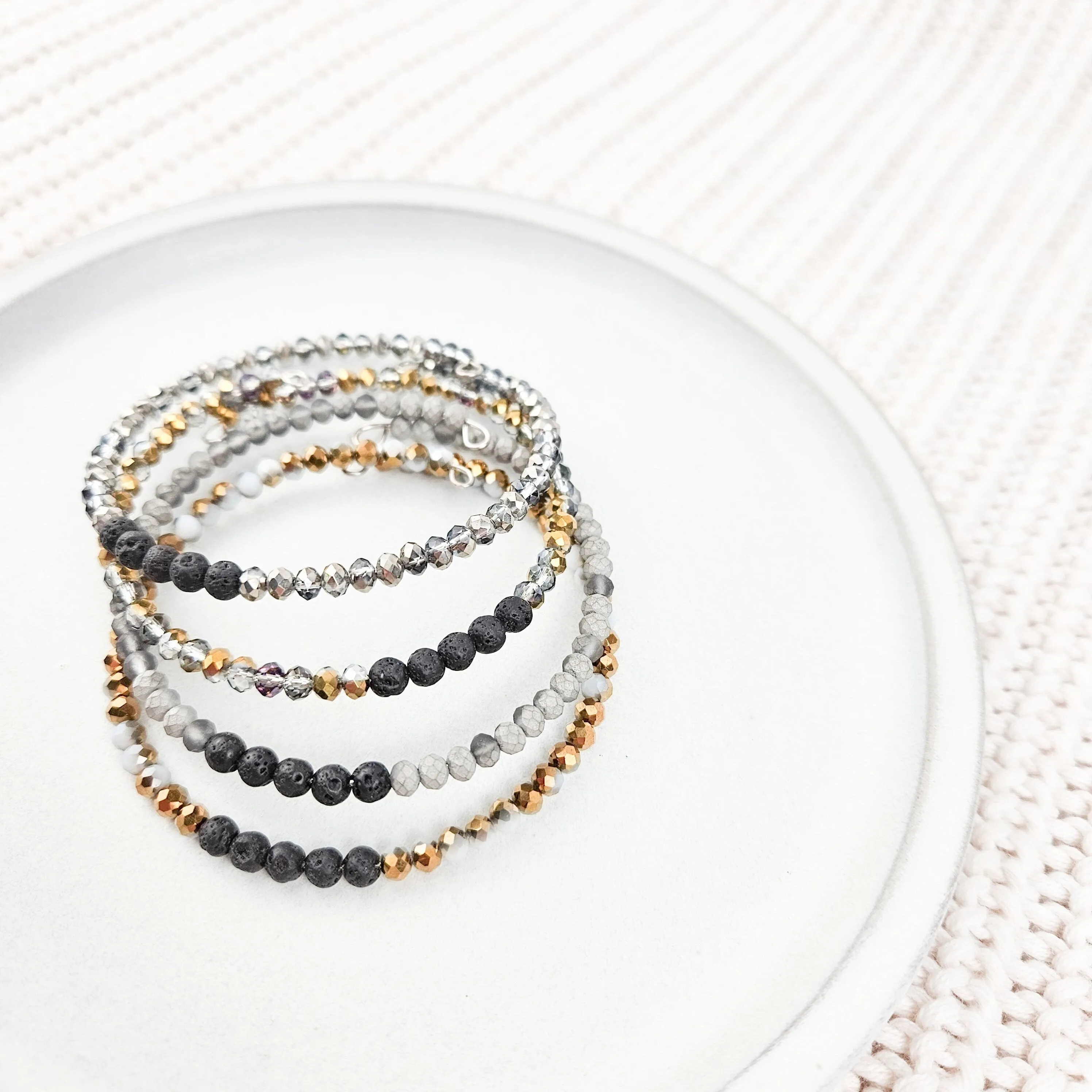 Glass   Lava Gold Bangle Bracelet Set