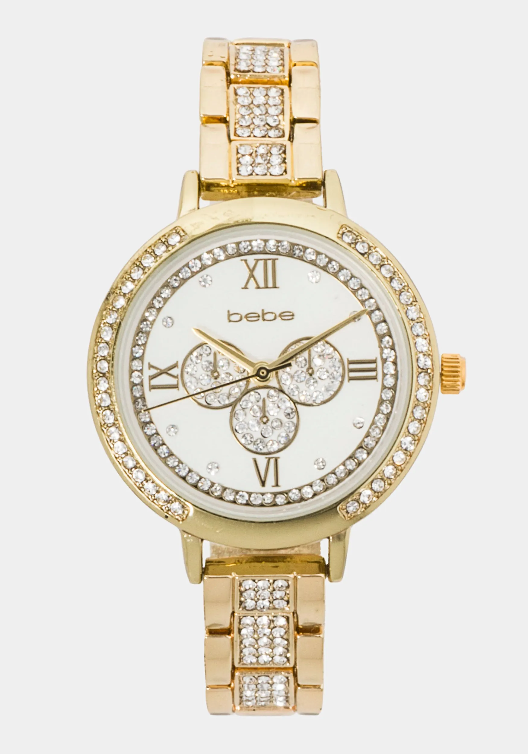 Gold Crystal Bezel Roman Numeral Watch