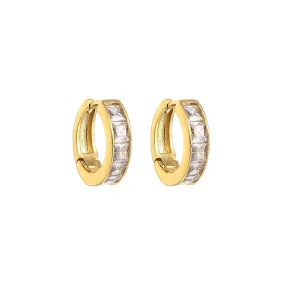 Gold Ear Hoop CZ Earrings