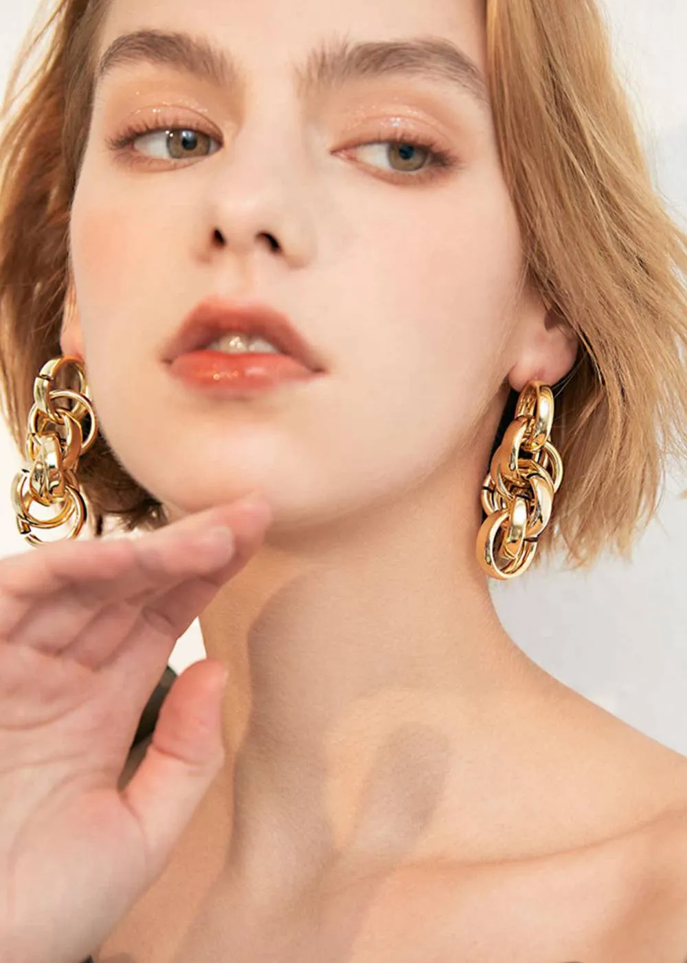 Goldtone Multi Hoop Drop Statement Earrings