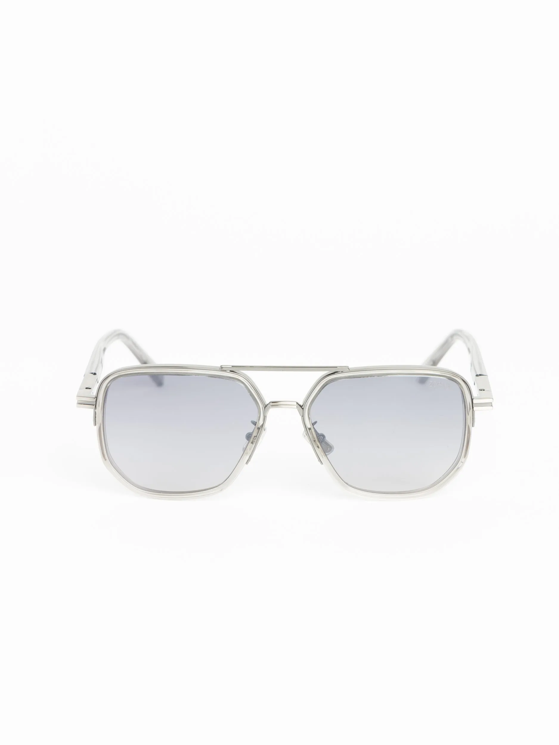 Grey Mirrored Navigator Metal Sunglasses