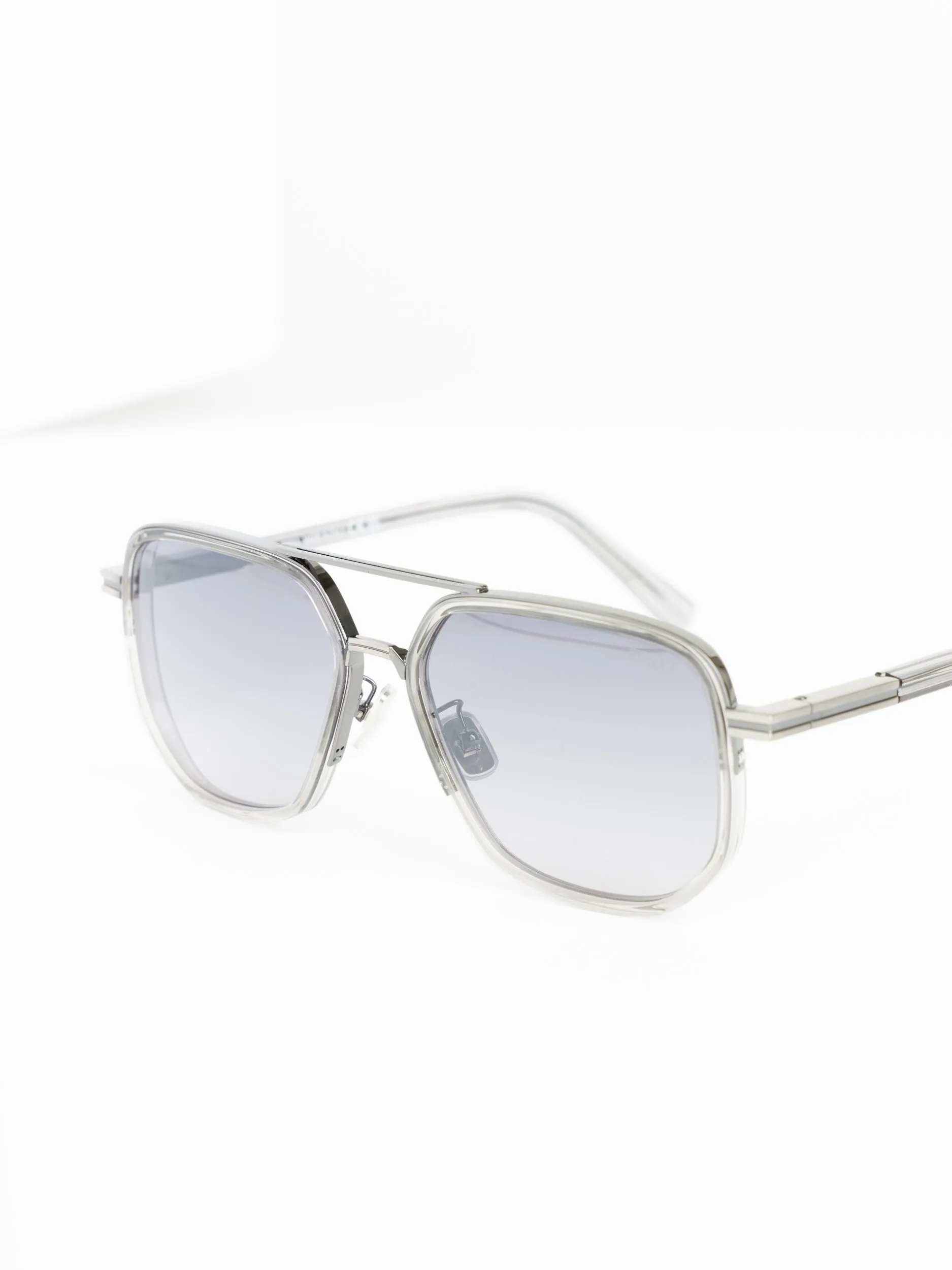 Grey Mirrored Navigator Metal Sunglasses