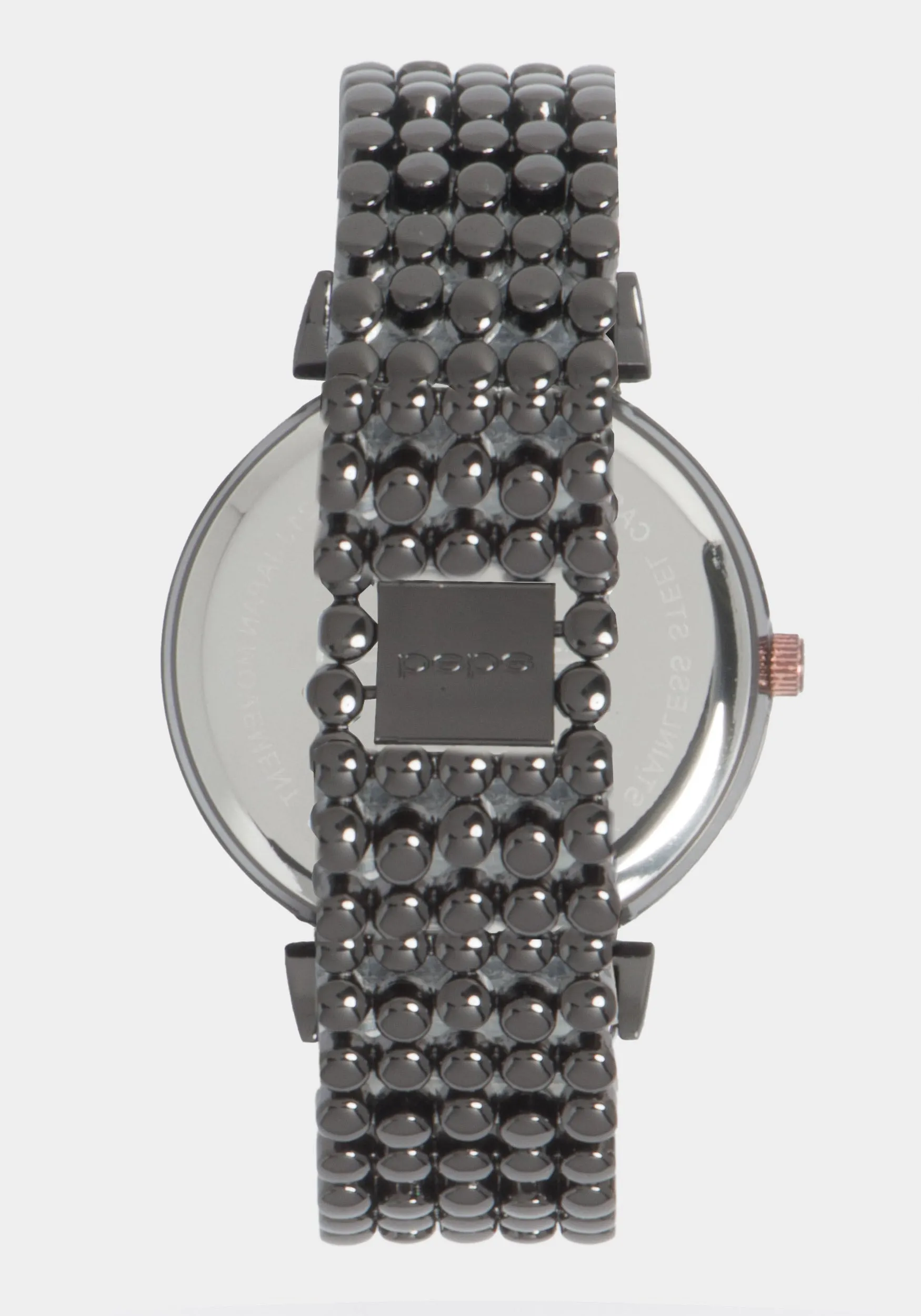 Gun Metal Dial Crystal Bezel Watch