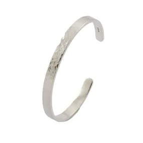 Hammered Slim Ladies Sterling Silver Cuff Bangle