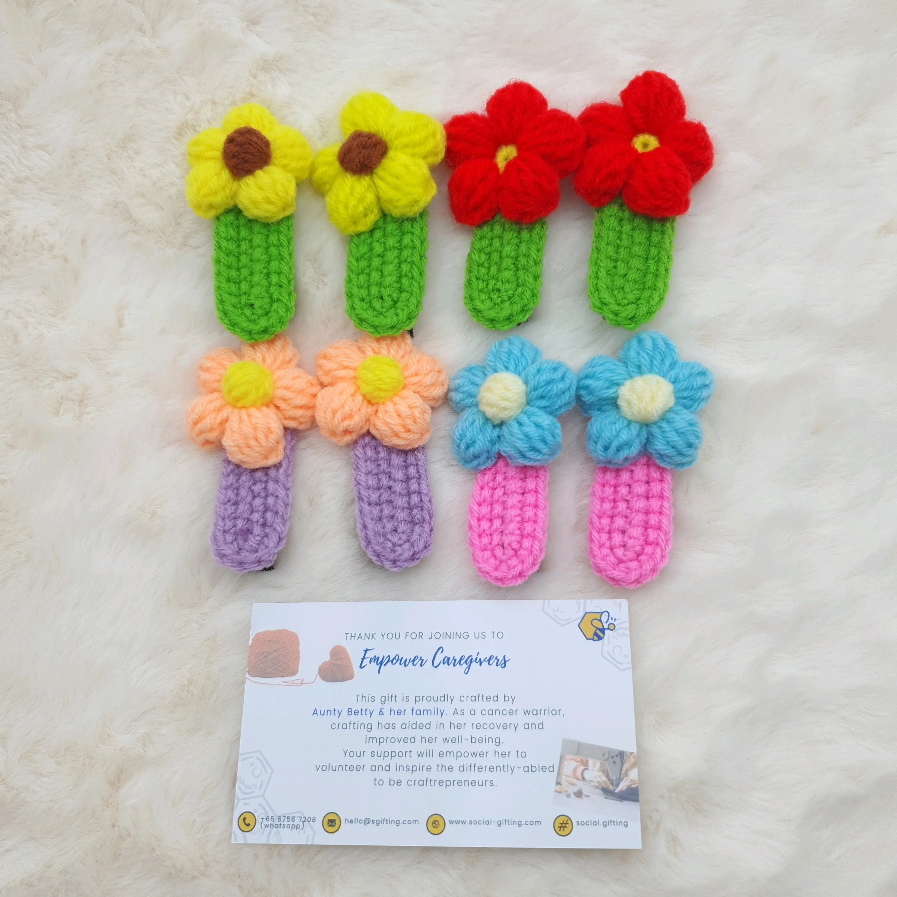 Hand-Crocheted Flower Hair Clips