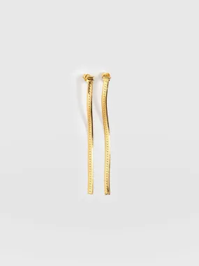 Herringbone Chain Drop Earrings - Gold