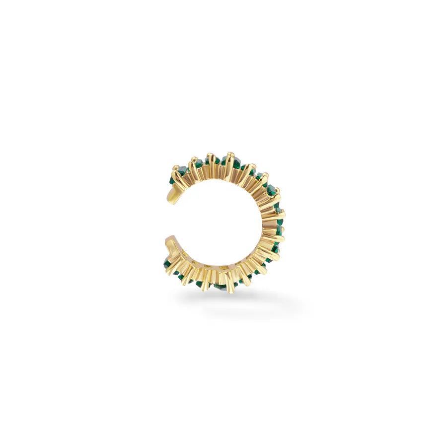 Jagged Baguette Emerald & Gold 9mm Ear Cuff