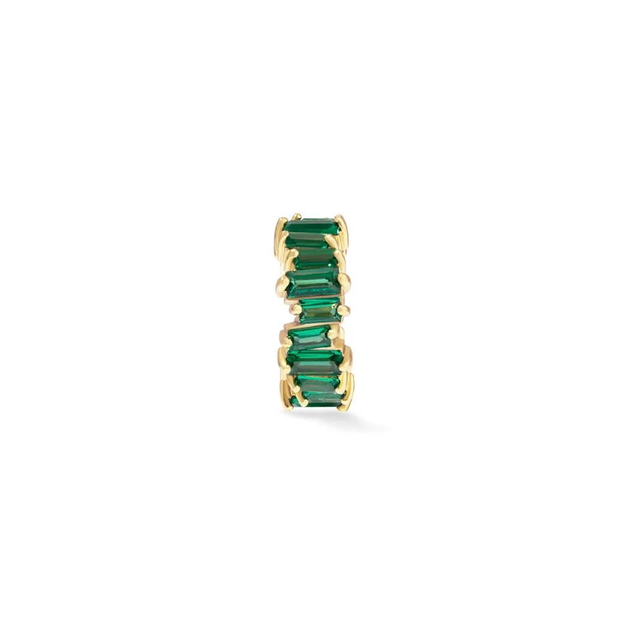 Jagged Baguette Emerald & Gold 9mm Ear Cuff