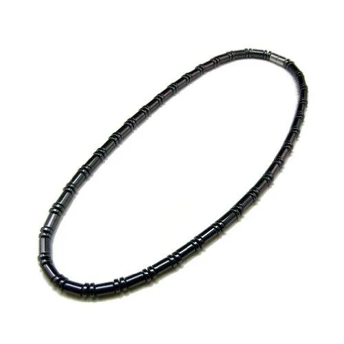 Jewelry Men Magnetic Hematite Cylindrical Bead Necklace