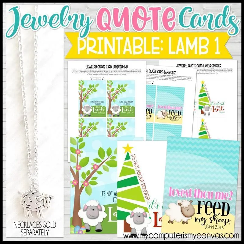 Jewelry QUOTE Cards {LAMB-1} PRINTABLE