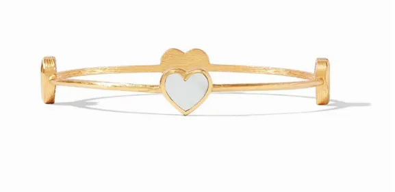 Julie Vos Heart Bangle Gold Mother of Pearl