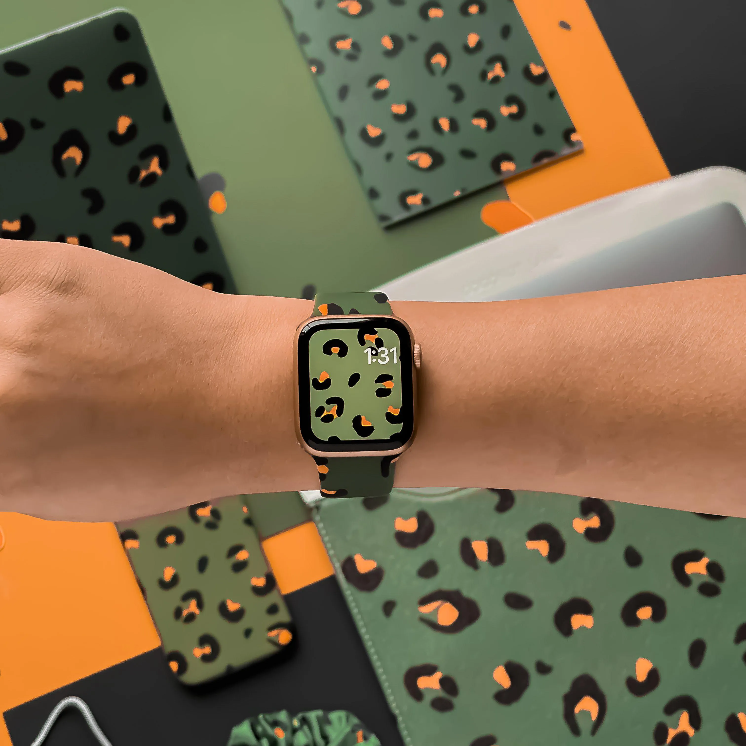 Khaki Leopard Apple Watch Strap