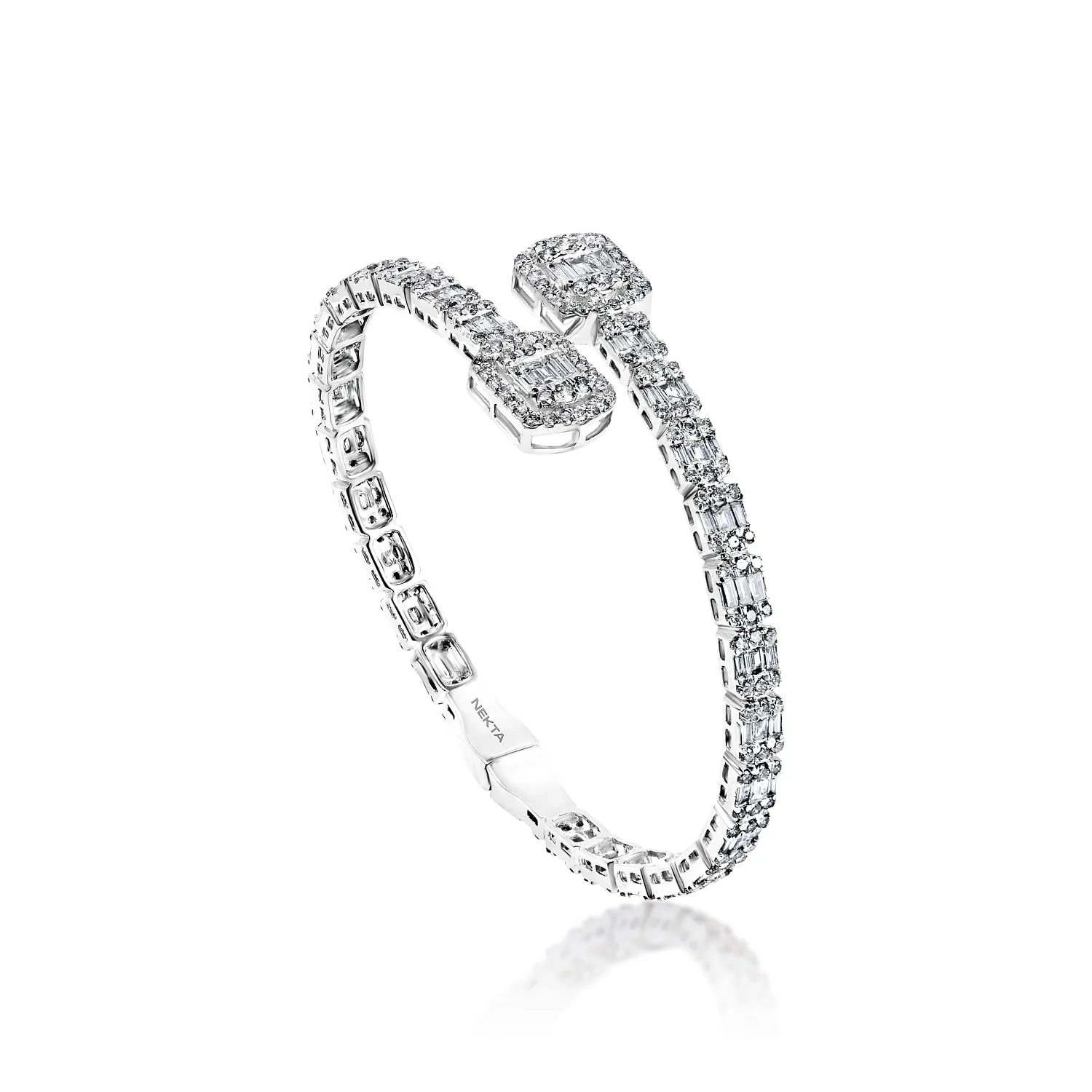 Kyson 6 Carat Combine Mix Shape Diamond Bangle Bracelet in 14k White Gold