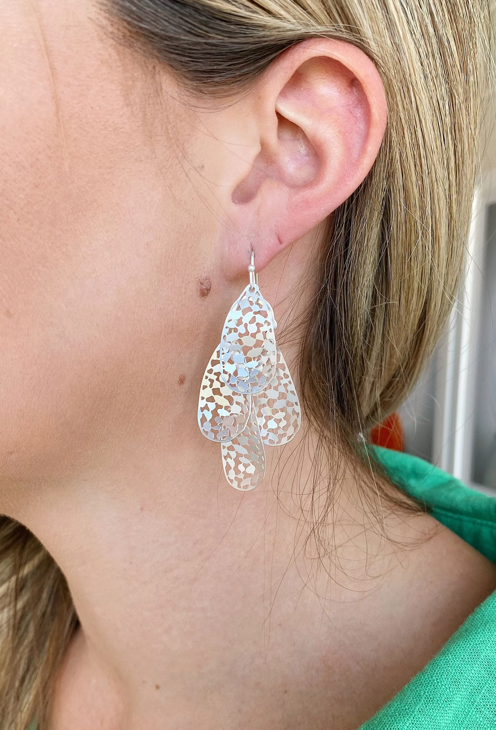 Layla Matte Drop Earring in Silver