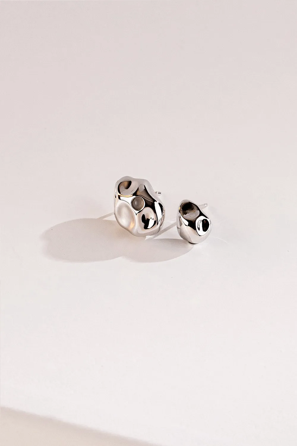 Liquida Drop Mismatch Studs Silver