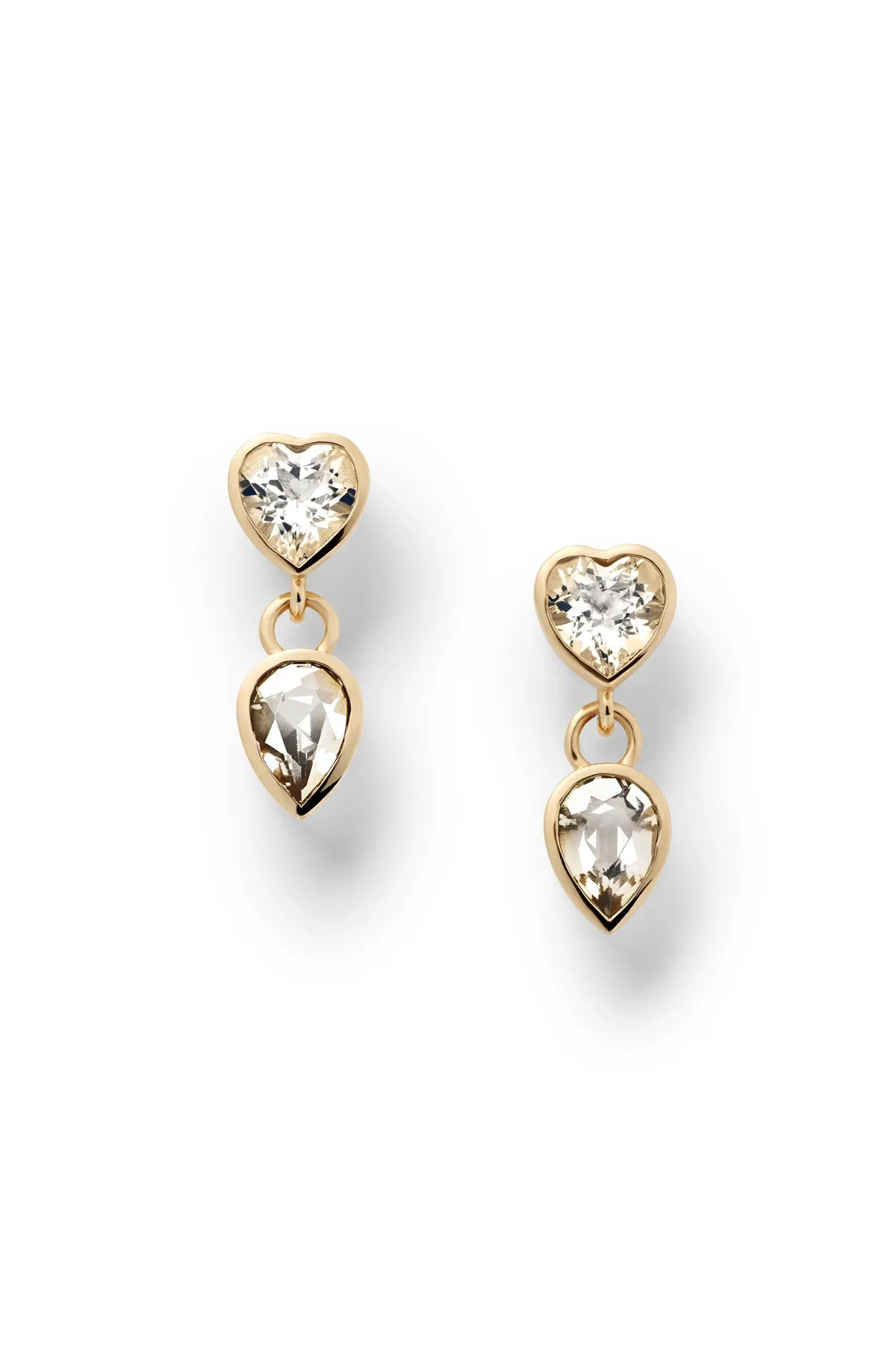 Lover   Tear Double Charm Drop Earrings