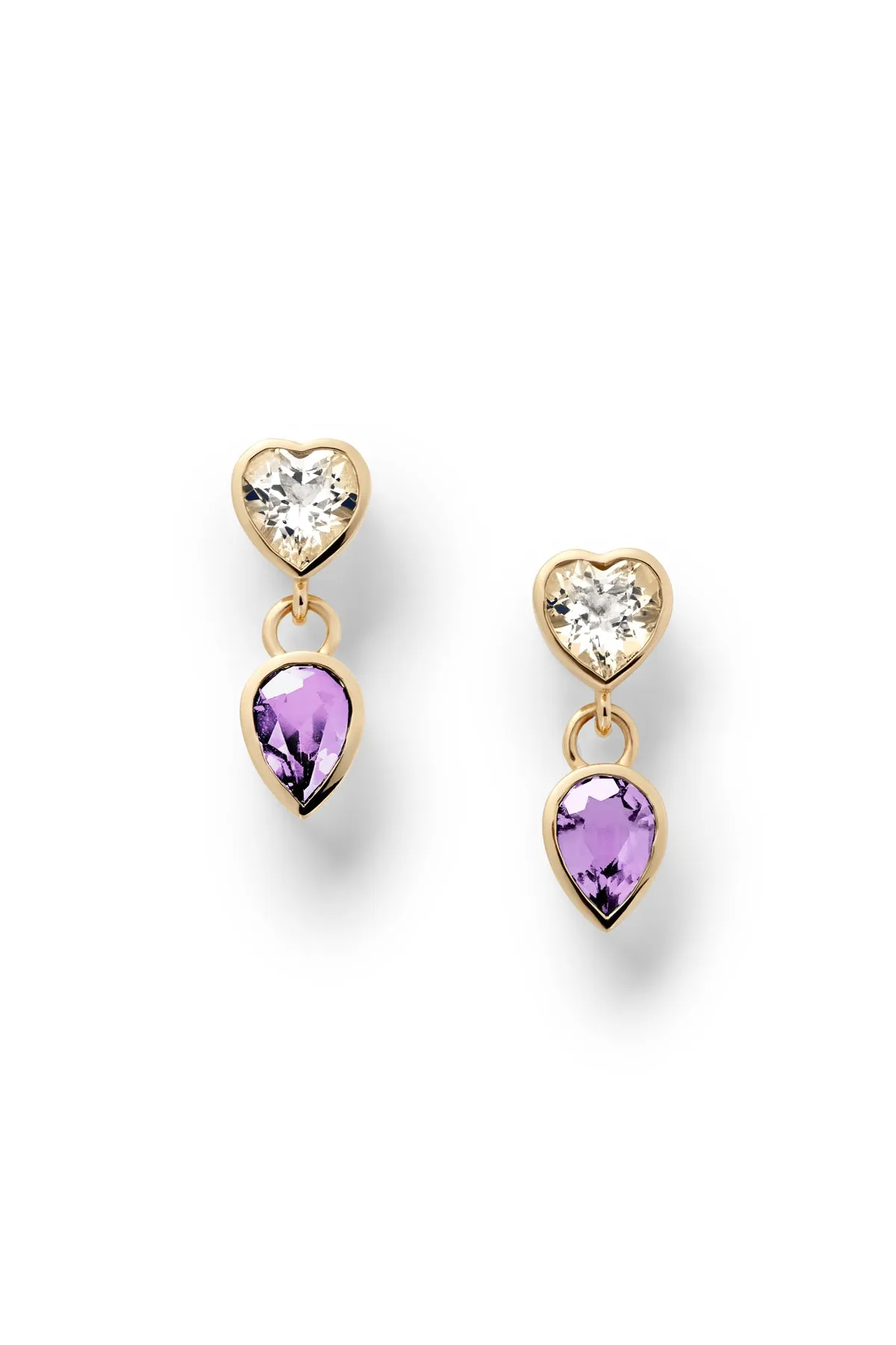 Lover   Tear Double Charm Drop Earrings