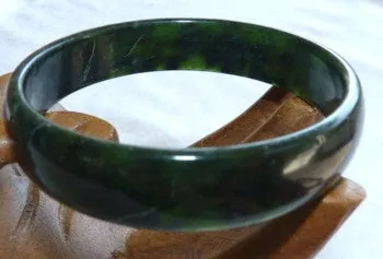 Luminous Deep Deep Green Chinese Jade Bangle Bracelet 60mm (NJL2233)