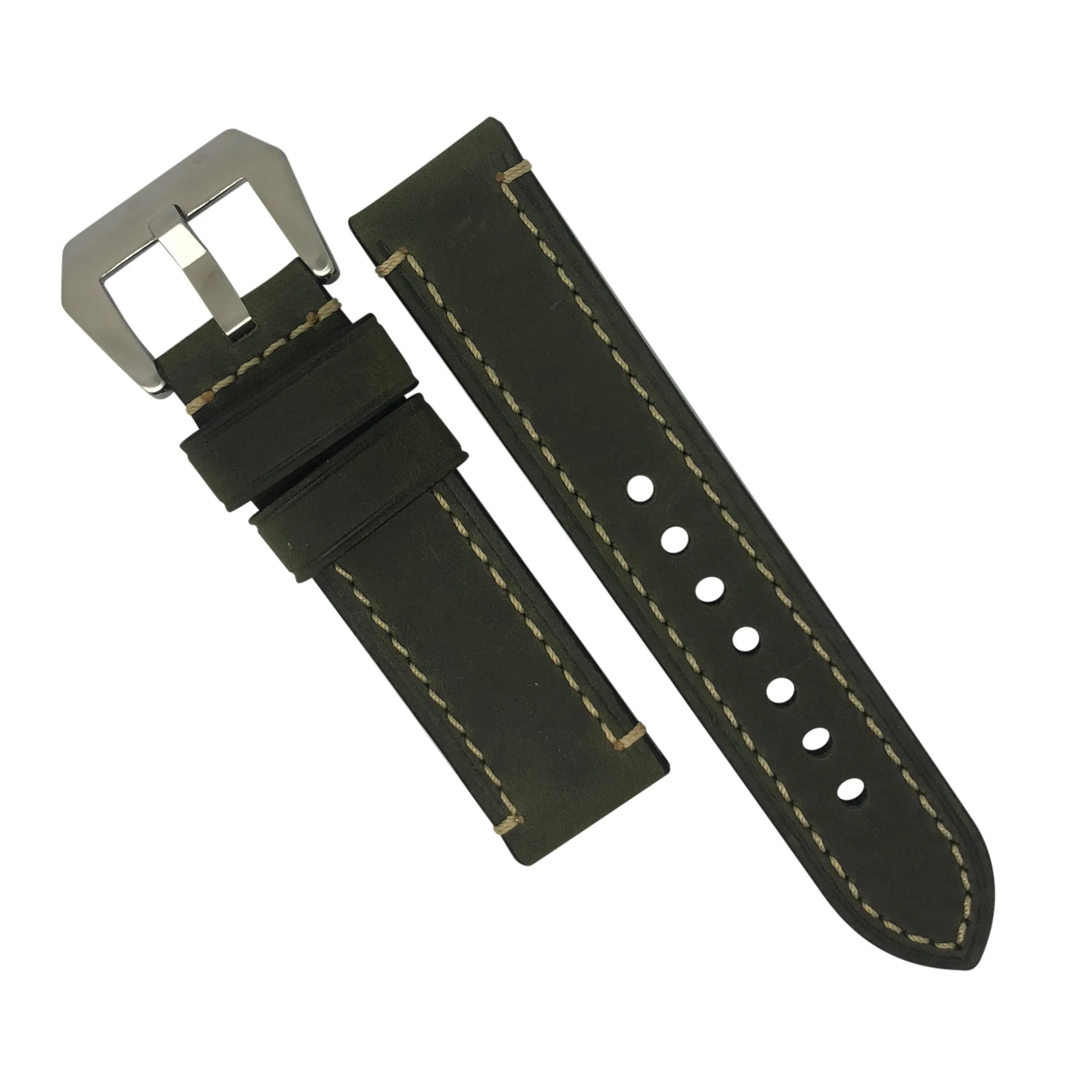 M1 Vintage Leather Watch Strap in Olive