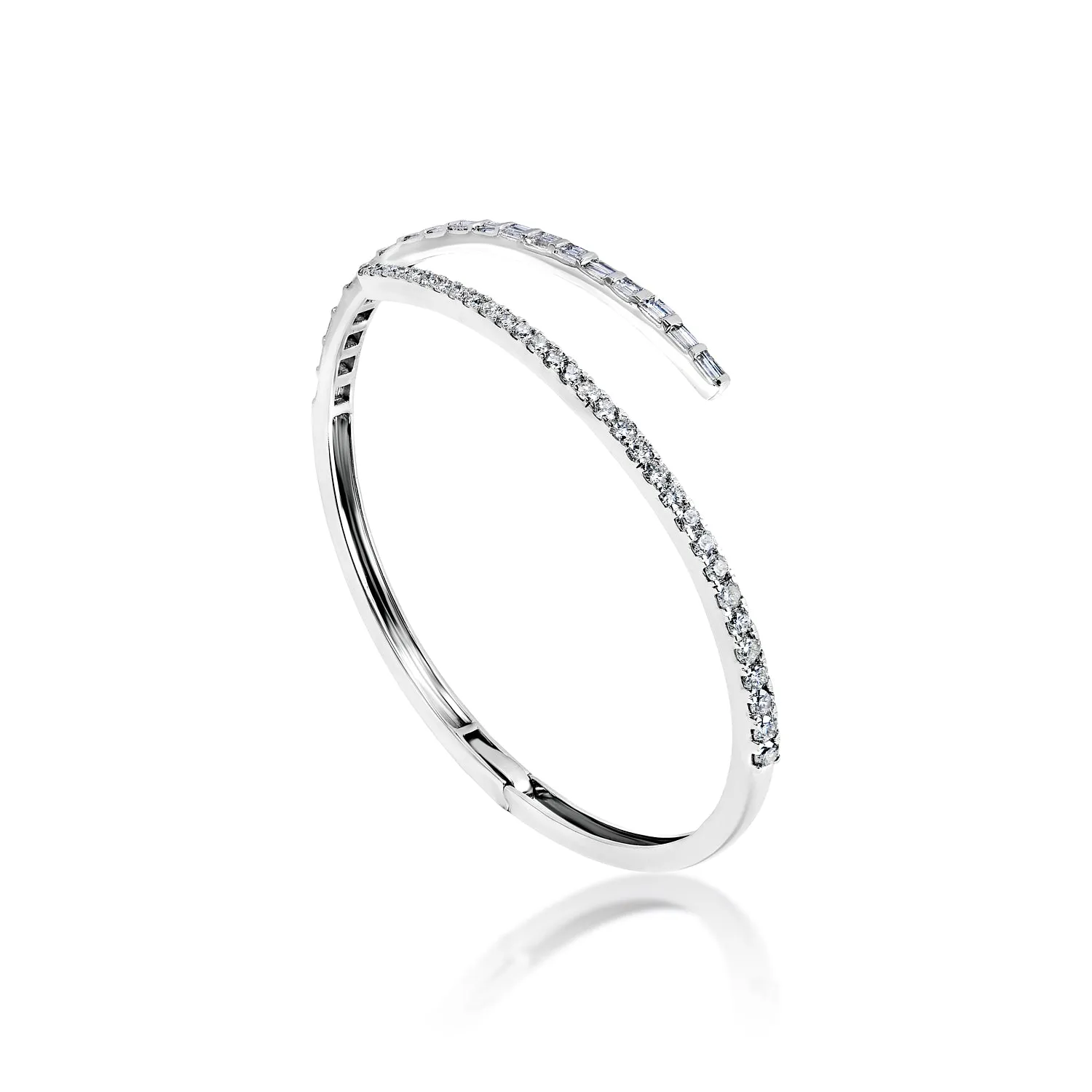 Mack 3 Carat Combine Mix Shape Diamond Bangle Bracelet in 14k White Gold