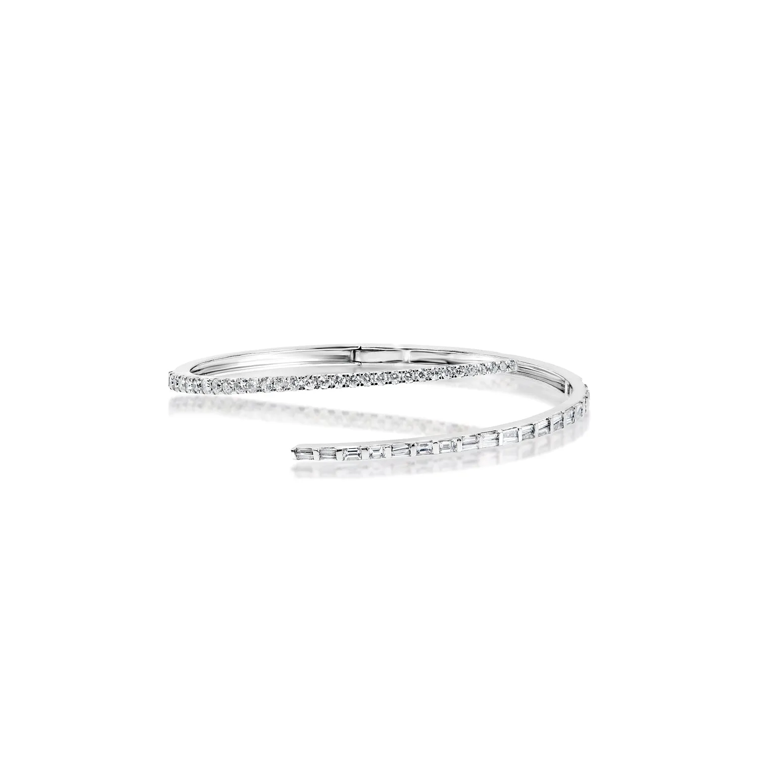 Mack 3 Carat Combine Mix Shape Diamond Bangle Bracelet in 14k White Gold