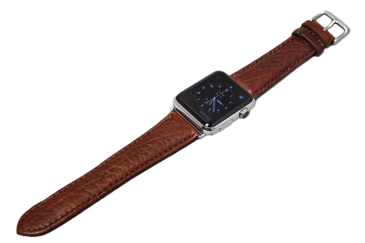 Mitri Genuine Grain Leather Brown Watch Strap For Apple Watch