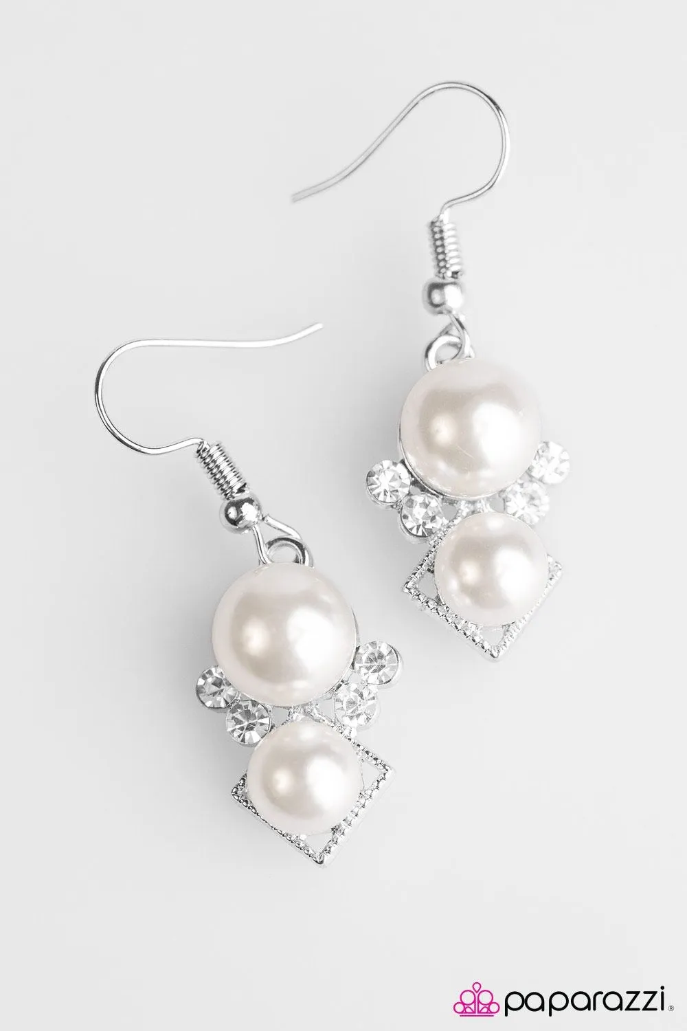 Mrs. Gatsby - White Pearl Paparazzi Jewelry Earrings