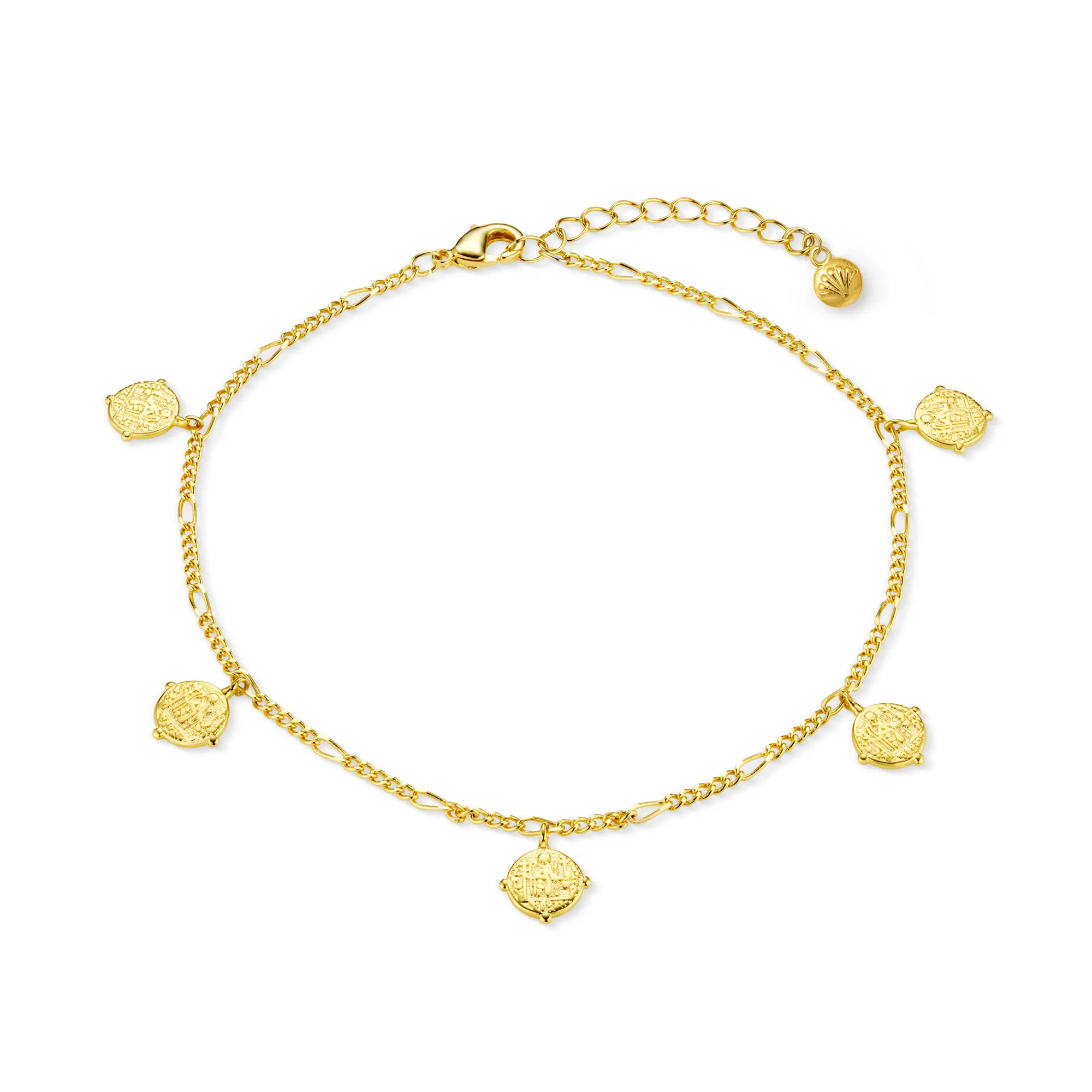 Multi Coin Figaro Drop Anklet