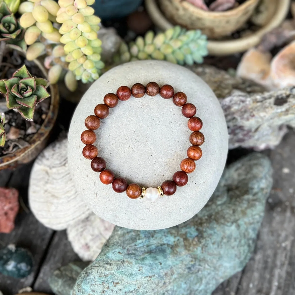 My Sanctuary - Meditation Mala Wood and Pearl Jewelry Set