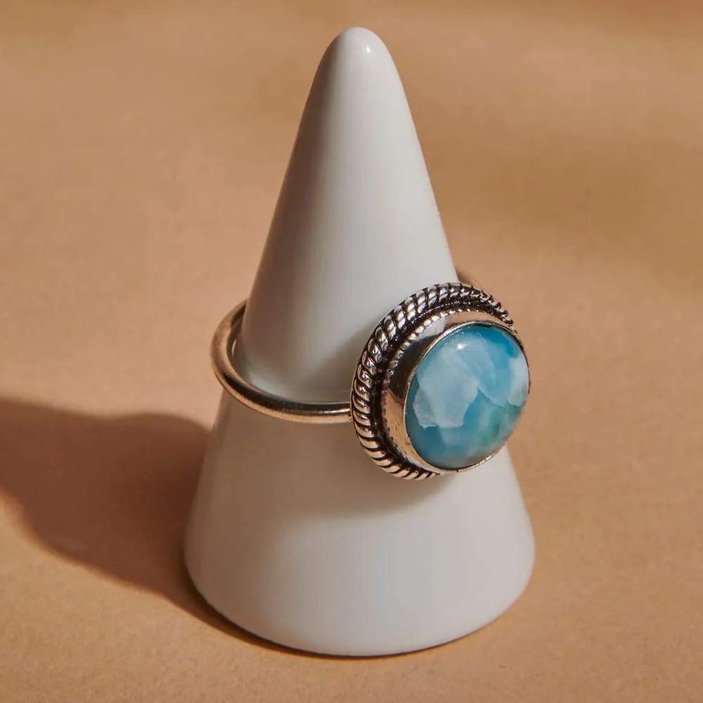 Natural Blue Larimar Gemstone 925 Sterling Silver Ring, Fashion Handmade Jewelry, Gift Ring, Larimar Jewelry, Nickel Free